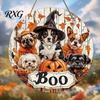 Creative Pumpkin Print Wooden Halloween Door Sign, Cute Puppy Witch Hat Boo Front Seasonal Entrance Decoration Hanger, Fall Maple Leaf Wall Decor for