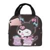 Изолированная сумка для ланча Черная термосумка для ланча с застежкой-молнией Компактная сумка для ланча Мягкая сумка-холодильник Сумка Kuromi-chan Tote/Eco