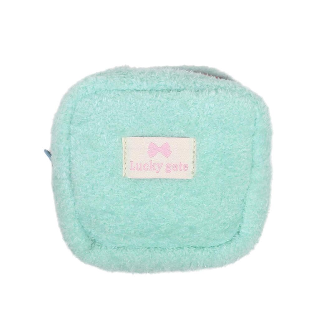 Однотонный плюшевый мини-кошелек для монет, милый кошелек для девочек, косметичка, помада, квадратные сумки-клатчи на молнии, портативный чехол для наушников