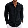 Men'S Linen Long Sleeved T-Shirt Loose Sweatshirt Solid Color Long Sleeved Shirt Men'S Plus Size Men'S Shirt