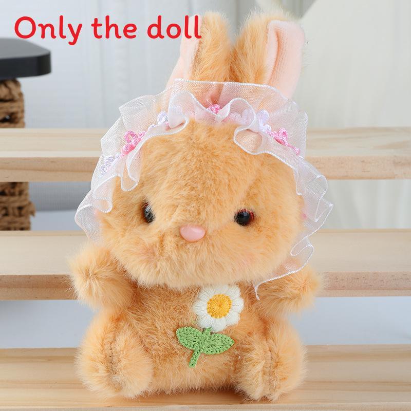Embroidery Cute Flower Lace Headwear Cartoon Rabbit Plush Toy Pendant Kids For