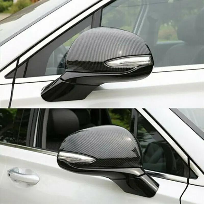 For Hyundai Santa Fe 2019-2025 Car Rearview Side Mirror Cover Wing Cap Exterior Sticker Door Rear View Case Trim Carbon Fiber