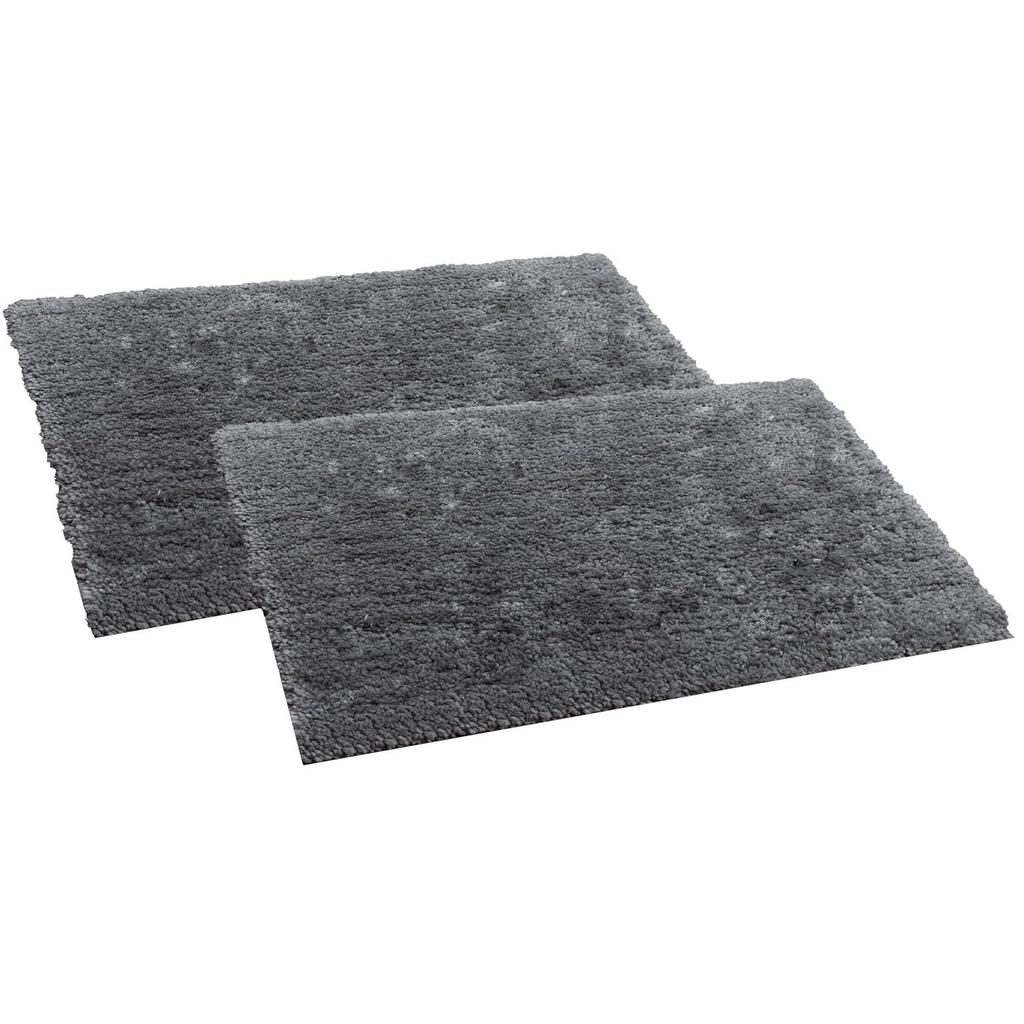 Premium Anti-Slip Microfibre Bathmat - 60cm X 40cm, Steel Grey, Pack of 2, Microfiber