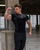 European Men's Cross-Border High Elastic Fitness Bodysuit - Short Sleeve Sports T-Shirt
