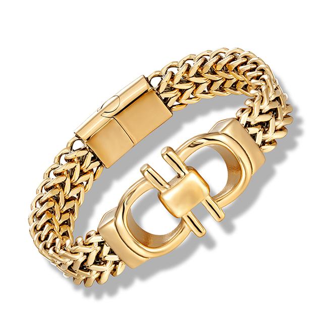 Браслеты Мужские звенья цепи на руку Хип-хоп браслет из нержавеющей стали Золотая цепь Стальной браслет Ювелирные изделия Подарки для мужчин Аксессуары