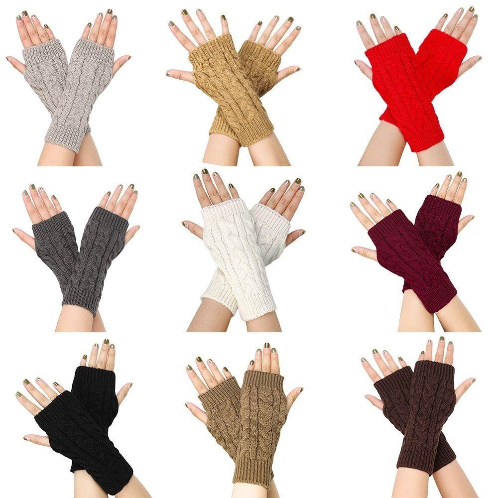 Twists Gloves Winter Gloves Outdoor Riding Mittens Half Finger Gloves Knitted Gloves Outdoor