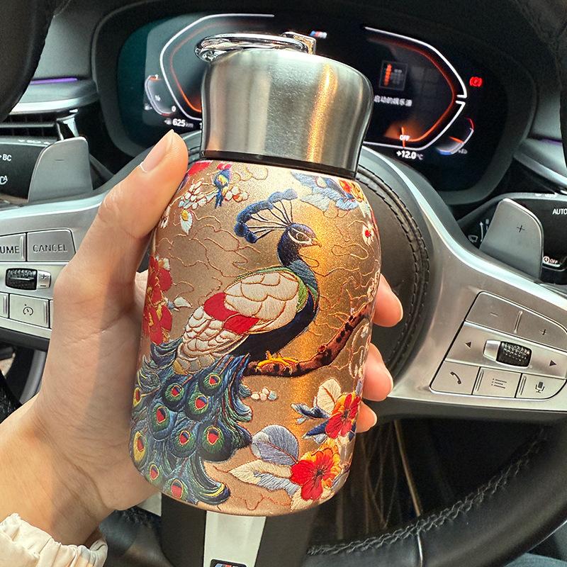 Термос в новом китайском стиле для трансграничной торговли, портативный, с ручкой для улицы, карманная чашка для автомобиля, с принтом