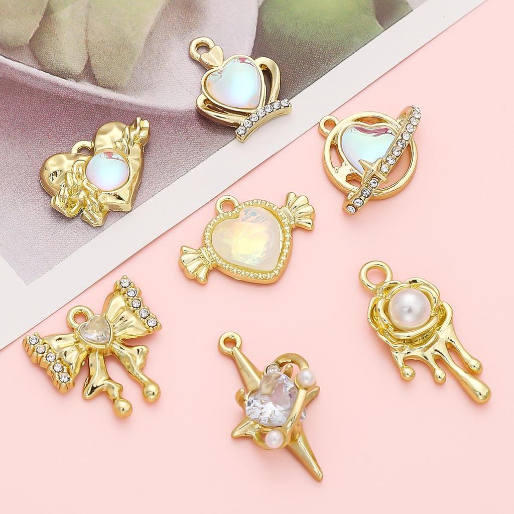 Золотой/серебряный цвет сплава Алмазное сердце роза бабочка кулон для изготовления ювелирных изделий DIY ожерелье браслет серьги