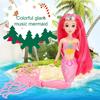 36CM Mini Colorful Glare Music Mermaid Princess Doll Girls Toy 3D Big Eyes BJD Princess Full Outfits  Dresses Collection Childrens Doll Gift