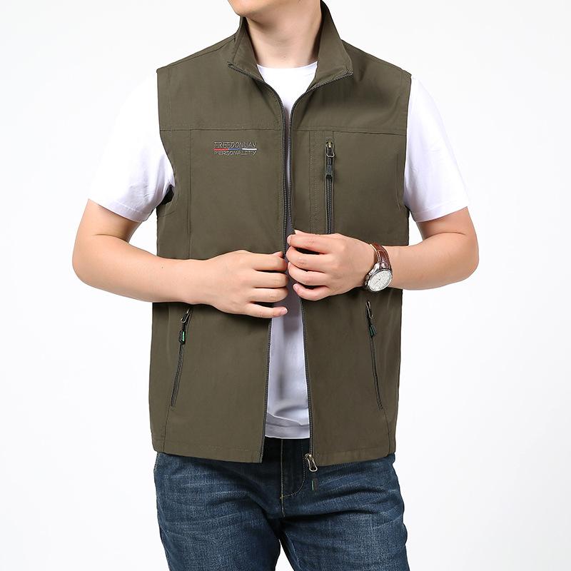 Multi-pocket Vest Men's Quick-drying Thin Spring and Autumn Casual Photography Fishing Outdoor Workwear Middle-aged and Elderly Vest Vest