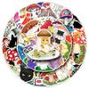 50 ШТ. Милые Мультяшные Наклейки с Кошками и Грибами - Водонепроницаемые Декоративные Наклейки для Чемоданов и Дневников