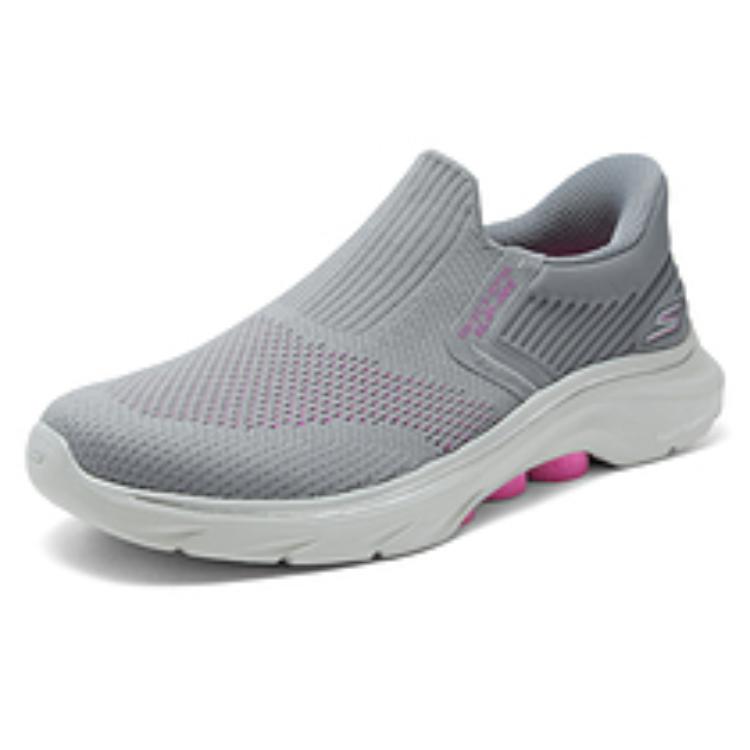 Skechers Go Walk Удобные Повседневные Кроссовки без Шнурков Низкие Женские Серый Розовый 125246-GYHP