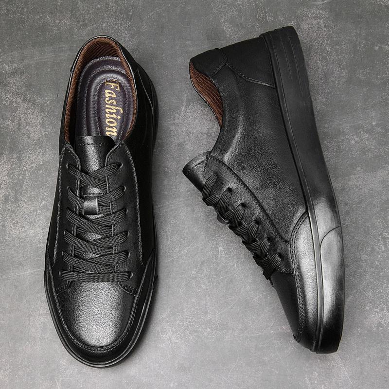 2025 Men Casual Leather Minimalist Shoes Brand Outdoor Antiskid Walking Shoes Genuine Leather Soft Bottom Lace-Up Oxford Shoes