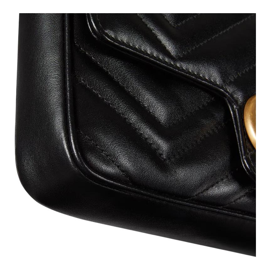 Gucci GG Marmont Золотой Винтажный Логотип Double G Держатель для карт Кожаный Два в одном На плечо Через плечо Мини-сумка Женские сумки 751526-AACCE-1061