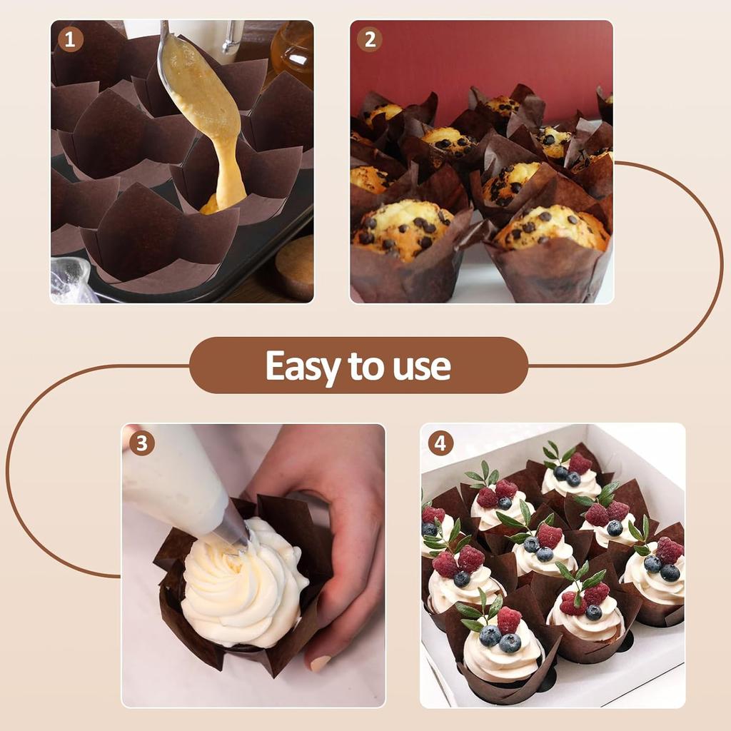 50pcs Tulip Muffin Cupcake Paper Cups Oilproof Cupcakes Liner Baking Muffin Box Cup Cake Designing Tools Muffin Wrap Cases