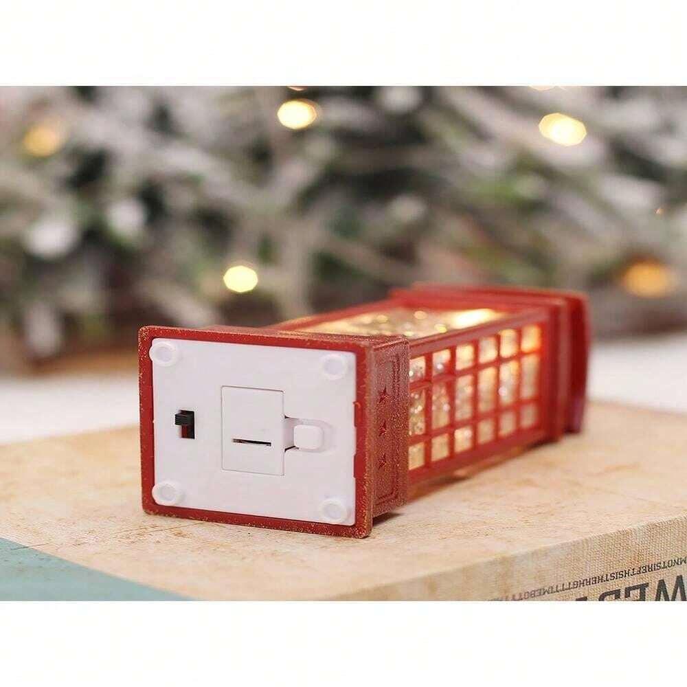 Рождественская красная телефонная будка, украшение, елка, снеговик, фигурка Санта-Клауса, фонарь, лампа, светящиеся украшения, подарок для домашнего декора