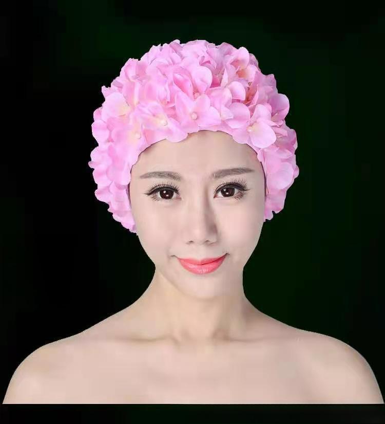 Handmade 3D Flower Swim Cap, Comfortable Large Size Retro Bathing Cap for Women