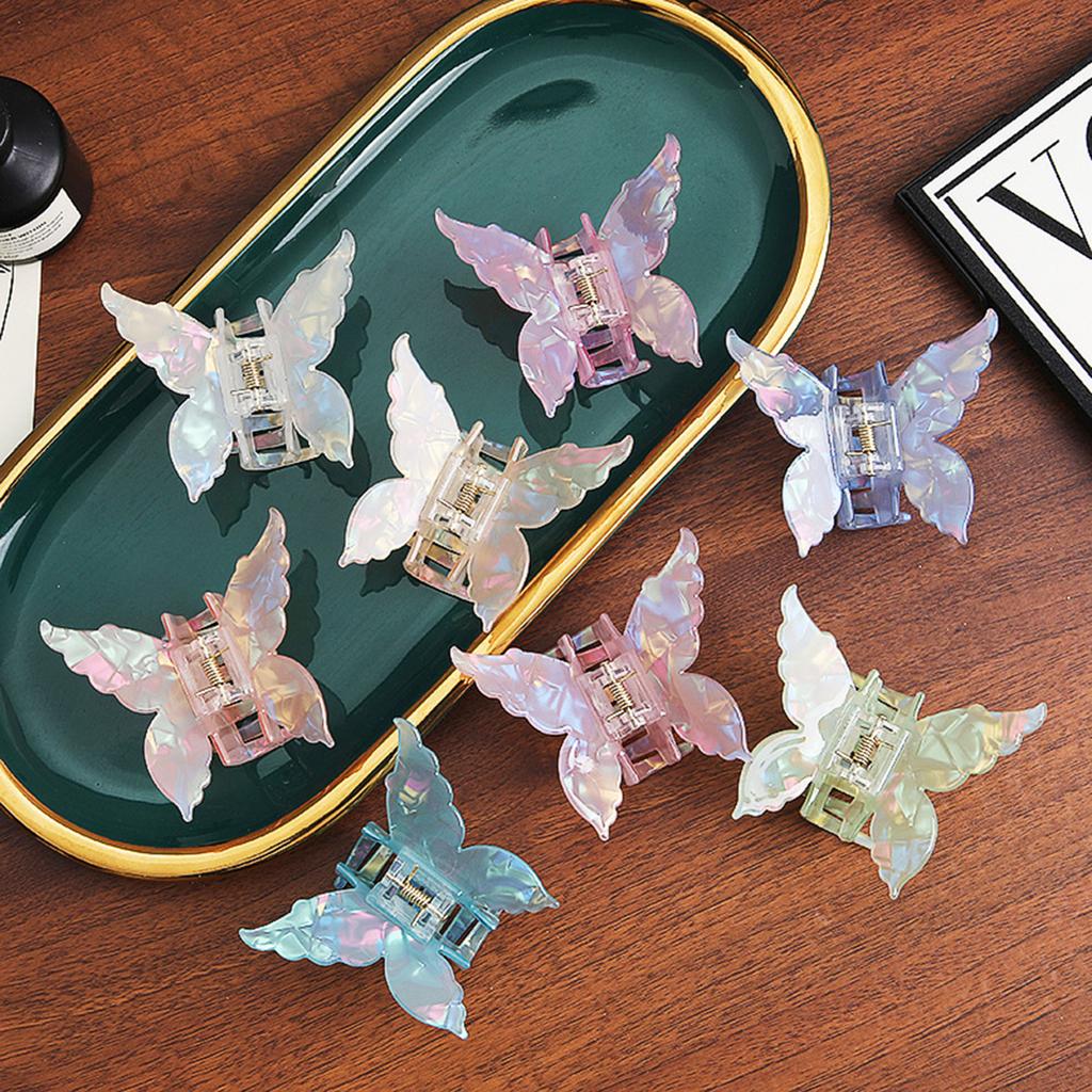 Sweety Butterfly Hair Claw Pearlescent Gradient Shark Gripper For Women Trendy Acetic Acid Hair Clip Girls Hair Accessories