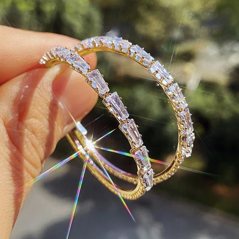 Роскошные серьги-кольца из стерлингового серебра с инкрустацией из фианита, большие круглые женские серьги для помолвки и свадьбы
