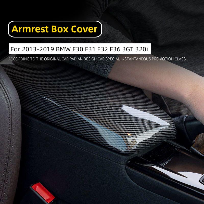 For BMW 3 4 Series F30 F31 F32 F36 3GT 320i 2013- ABS Carbon fiber Car Center Console Armrest Cover Sticker Interior Decorat