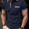 2024 Summer Men's Sports Polo Shirt with Button Pocket