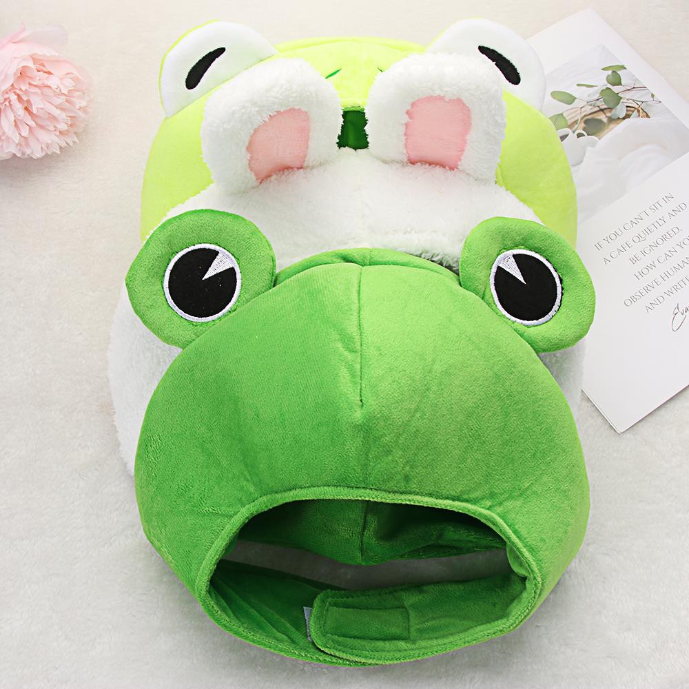 Female Beanie Caps Green Headgear Winter Autumn Hats Bunny Ears Rabbit Plush Hat Big Frog Eyes Hat