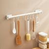 30/40/50cm Carbon Steel Hook Hanging Rod Rack Spatula Spoon Storage Wall-Mounted Home Bathroom Kitchen Supplies Storage Gadgets