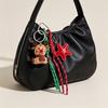 Red Star Crochet Keychain Knitted Santa Reindeer Pendant Small Size Christmas Bag Charm  New Year