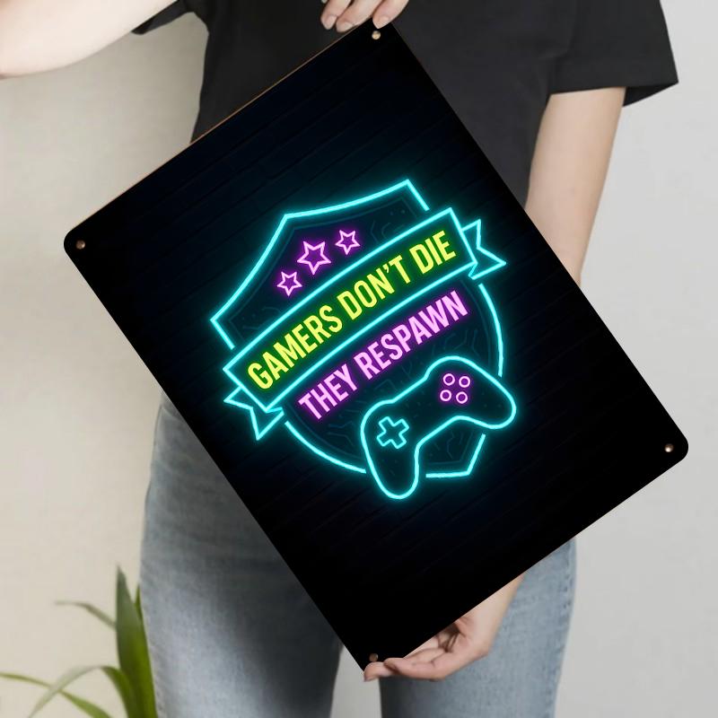 Gamers Dont Die They Respawn Neon Sign Gaming Decor for Bedroom Game Room Metal Wall Art