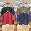 we1116 autumn new women's round neck Japanese cotton shirt loose shirt top cardigan literary style ins