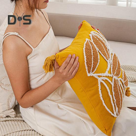 Вышитая наволочка, вышитая наволочка с кисточками, декоративная наволочка из хлопка и льна для дивана, кровати, автомобиля