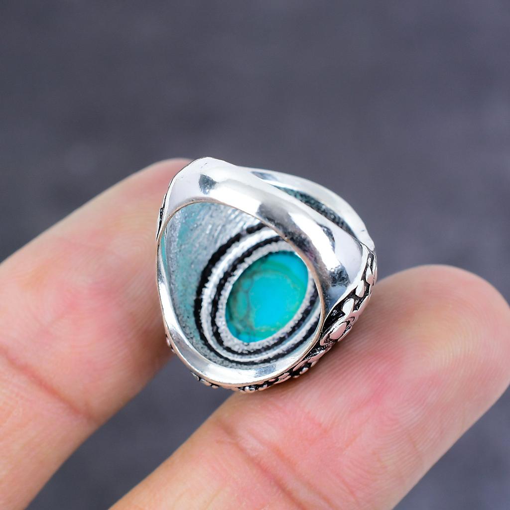Тибетская бирюза ручной работы кольцо из стерлингового серебра 925 пробы размер 7 подарок для нее f1R07