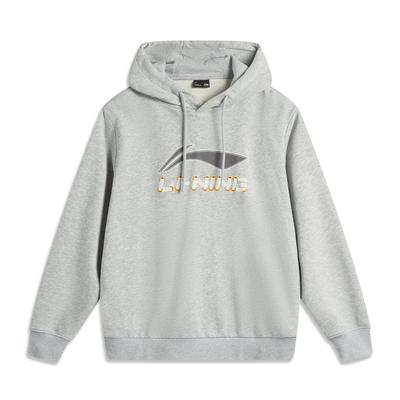Li Ning Удобная фирменная толстовка с логотипом и буквами Мужская толстовка Цветочно-серый Геологический-серый AWDV253-5