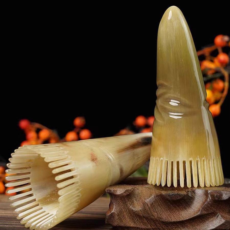 Натуральный роговой меридиональный массажный гребень для головы и тела