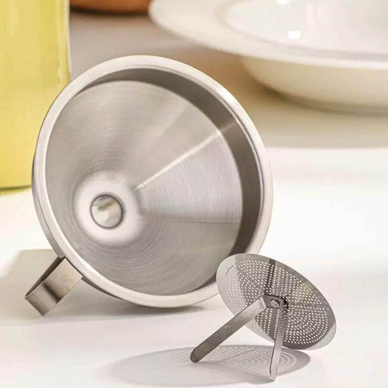Кухонная воронка Воронка из нержавеющей стали с ситом Большая металлическая воронка Фильтр для наполнения бутылки Масло Жидкость Кухонные аксессуары