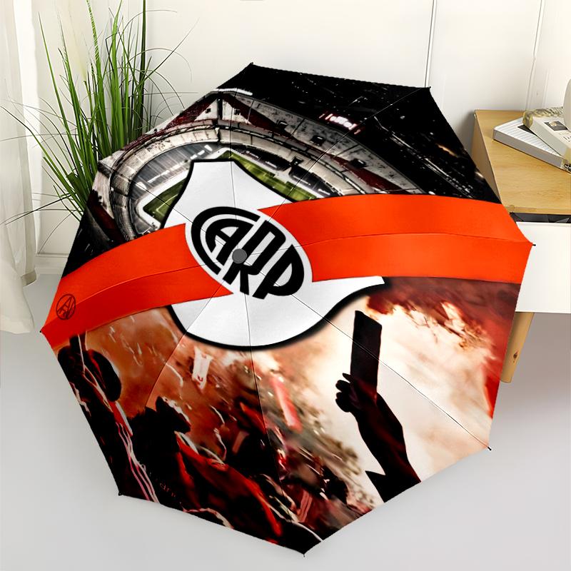 Club Atlético River Plate Print Automatic Umbrella, 8 Rib Iron Frame, Plastic Handle, Suitable for Outdoor Travel &Daily , Ideal Gift
