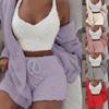 Winter Women Plush Sexy V-Neck Vest Shorts Long Sleeve Jacket Coat Set
