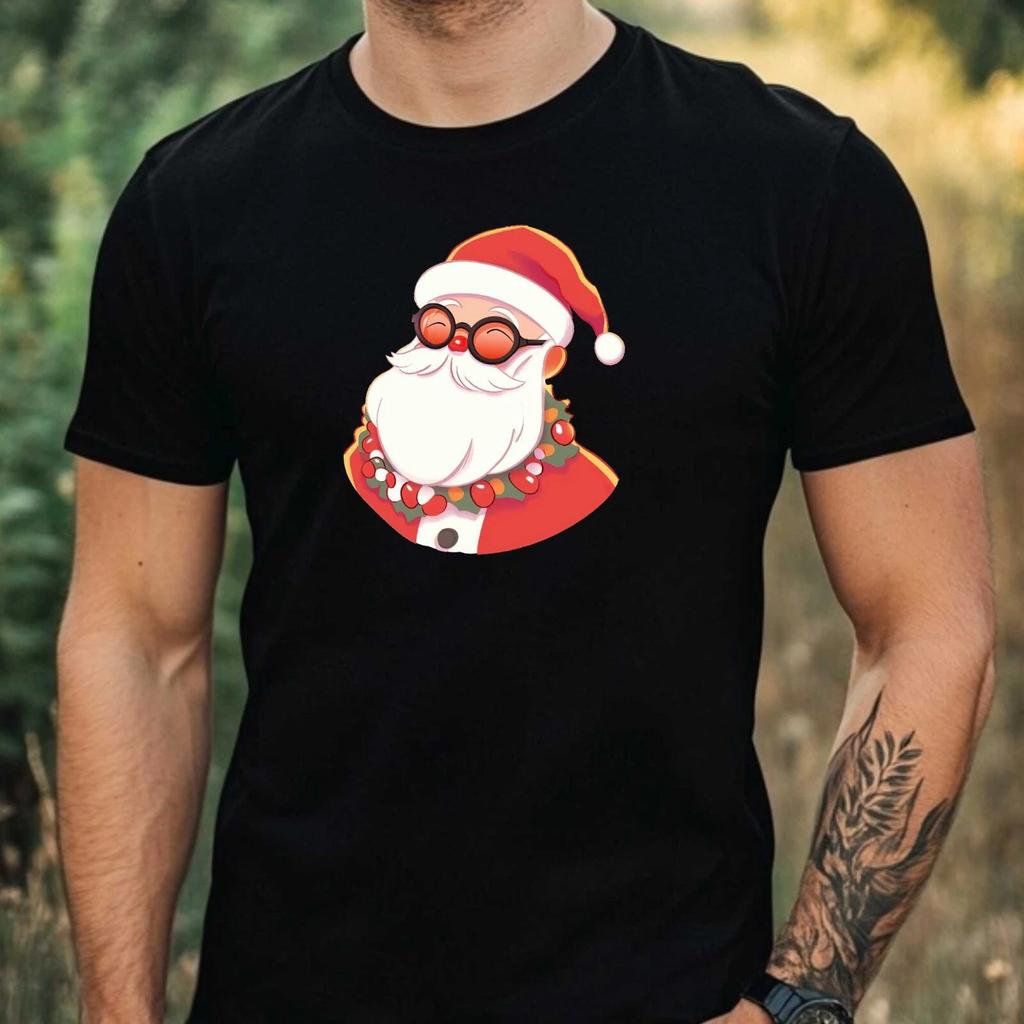 T-Shirt Herren Retro Lustiger Weihnachtsmann Motiv Baumwolle Größe XS bis 5XL