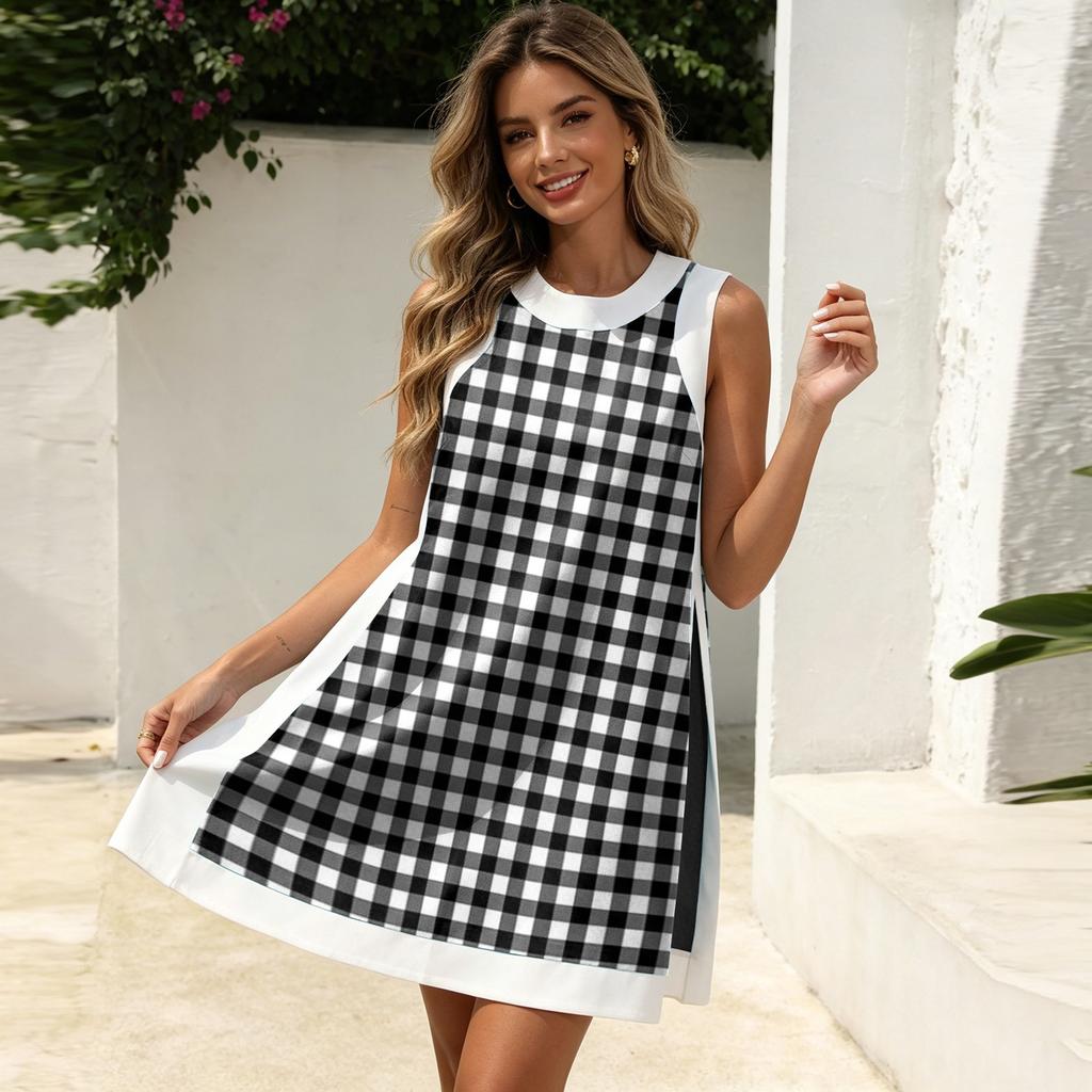 Женский модный комплект из длинного топа без рукавов в клетку и шорт, matching outfit для отпуска, летний повседневный пляжный костюм