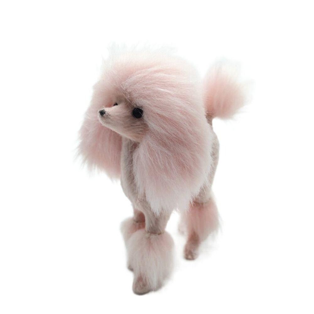 Room Decoration Plush Toys Poodle Figurines Desk Ornaments Miniature Figurines Simulation Dog
