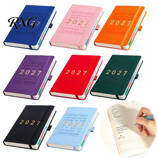 High Capacity Notebook for Journaling 2027 English Weekly Planner A5, 320 Page Schedule with Elastic Yearly Journal Students Band & Pen Holder,