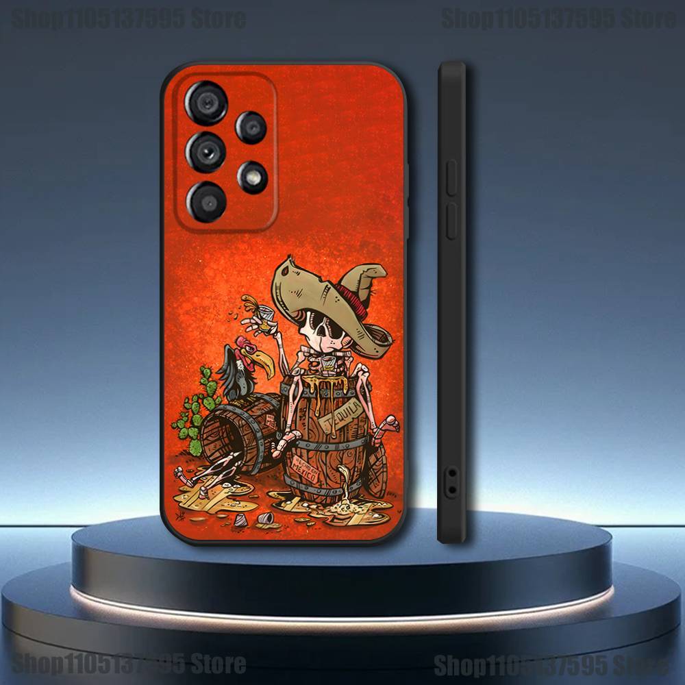 Day of the Dead Mexican Catrina Skull Phone Case  For Samsung Galaxy A73,31,32,72,41,53,52,71,22,5G,Note,J7,8,9 Soft Black Cover