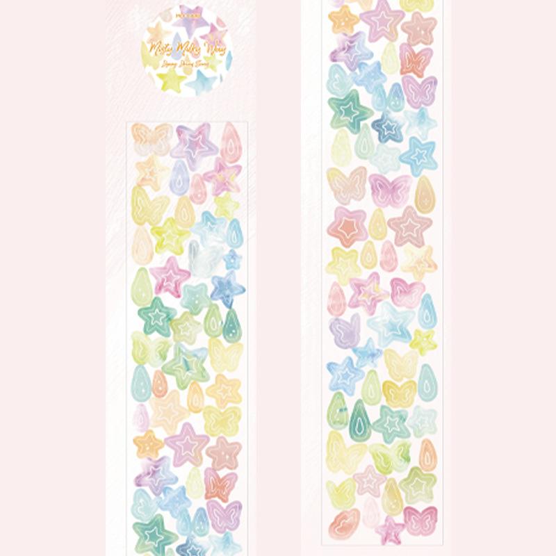 1 Roll Masking Tape 2m Color Gradient Bubble Star Die-Cut Tape Scrapbook DIY Journal Planner Decoration For Phone Case Notebook