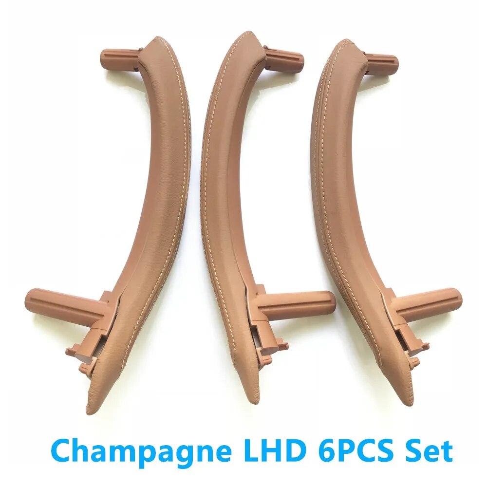 LHD Car Interior Left Right Passenger Door Pull Handle With Outer Leather Cover Trim Replacement For BMW X5 X6 F15 F16 2014-2018