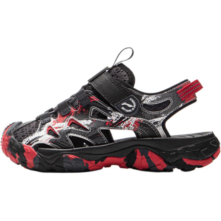 Li Ning Легкие Удобные Модные Прочные Дышащие Низкие Детские Сандалии Детские сандалии Черные YKEV030-5