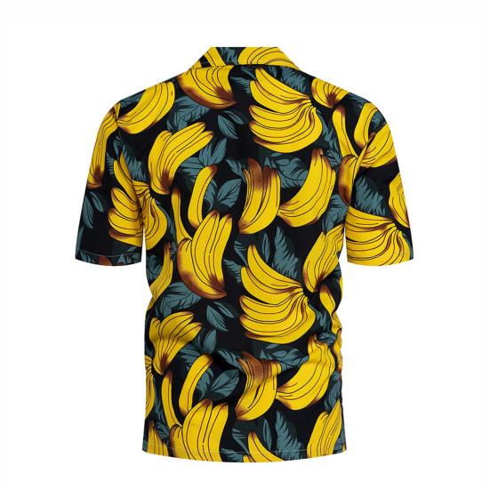 Men Shirt Banana Pattern Single-breasted Summer Hawaiian Buttons Shirt for Party