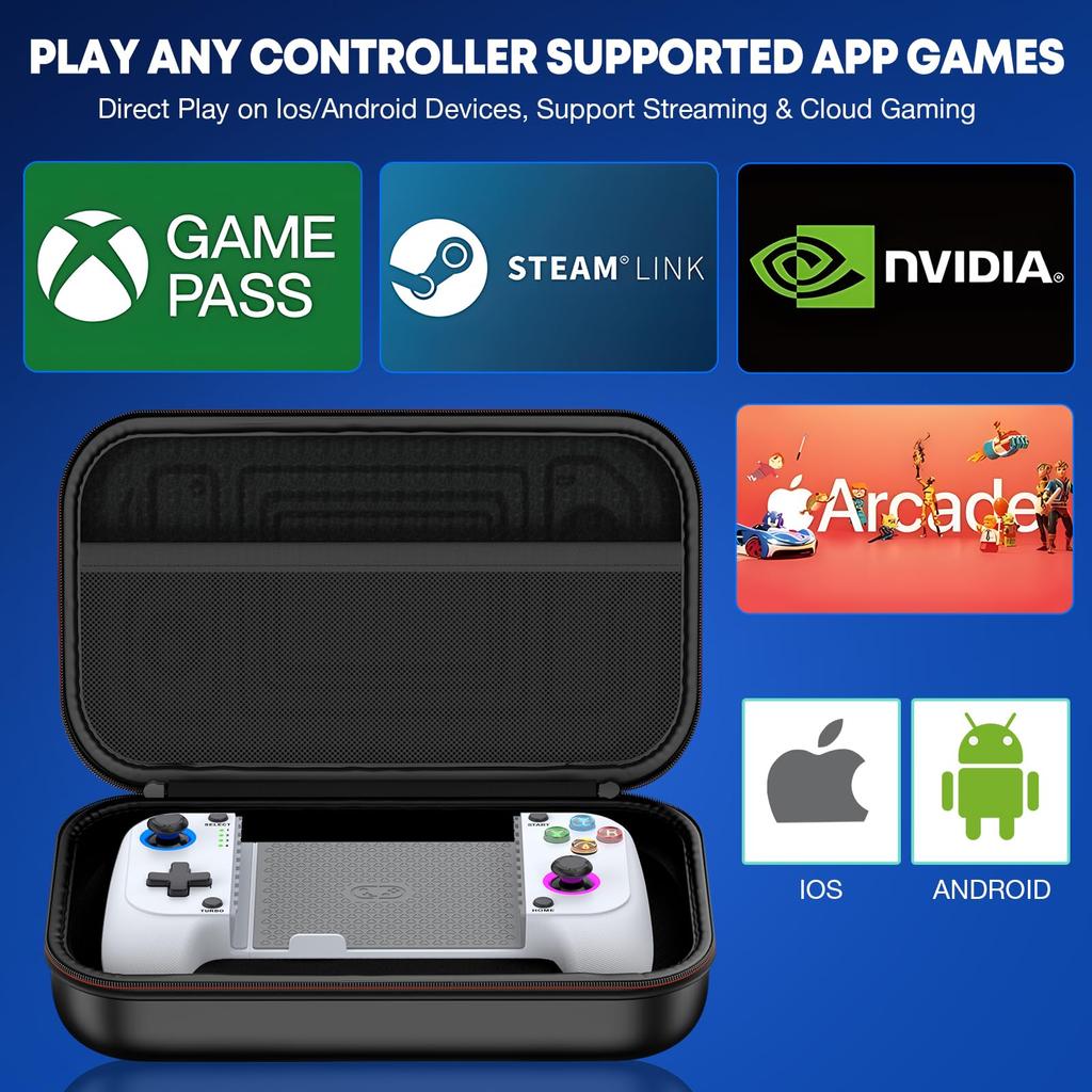 Контроллер для смартфона Elekasumi, совместимый с RGB-играми, поддерживает Xbox Mobile, Hall, быструю вибрацию, низкопрофильный, чехол для смартфона (с чехлом) -