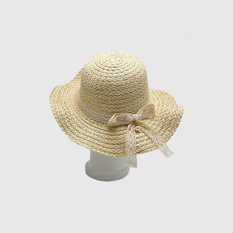 Summer little girl big eaves sunshade straw hat female treasure summer princess beach sun protection sun fisherman children's hat bag