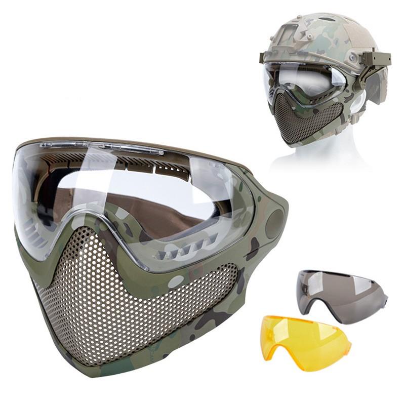 Tactical Face Mask Outdoor Sports Dual Mode Mesh Cover Camo Balaclava Unisex Riding Gear