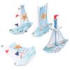 1PCS Mediterranean Style Marine Nautical Wooden Blue Sailing Boat Ship Wood Crafts Ornaments Party  Home Decoration